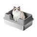 Garvee Kattenbak van roestvrij staal, 60 x 40 x 27 cm, groot, halfgesloten kattenbak met hoge rand, spatwaterdicht, gemakkelijk te reinigen en geurremmend, ideaal voor grote en middelgrote katten