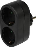 Benson Stopcontact splitter - duo - zwart - randaarde - verticaal