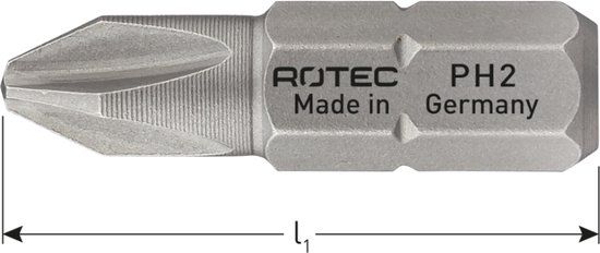 Rotec PRO Schroefbit PH 2, L=25, C6.3, BASIC (vpe 10)