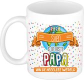 Bellatio Decorations Naam mok papa Sven - wit - de beste - keramiek - 300 ml - Vaderdag - cadeau
