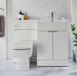Hudson Reed Exton Meuble WC et Lavabo Carré - Blanc - Droite - 110,5 cm - Poignées Chrome - Design Moderne - Cluo