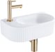 QeramiQ Fuente robinetterie – 40x21.5x12 cm – céramique blanc brillant – trou de robinet gauche – nervuré