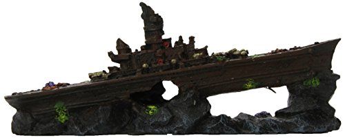 Penn-Plax Aquariumdecoratie - Slagschip - Klein Model