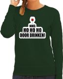 Bellatio Decorations Foute kersttrui - Niks ho ho ho wijn doordrinken - groen - dames - Kerst kleding - Drank XXL