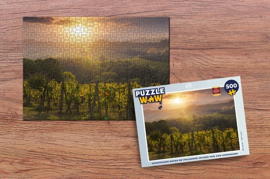 MuchoWow Puzzel Zonsopgang boven de Italiaanse velden van San Gimignano - Legpuzzel - Puzzel 500 stukjes