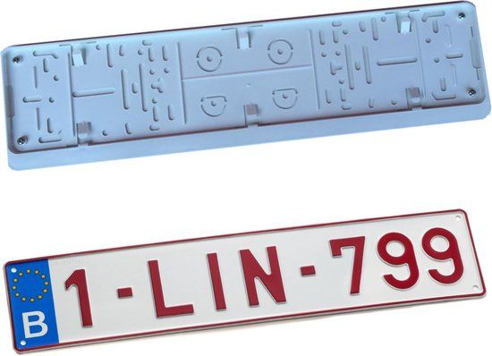 Nummerplaathouder WIT ABS MET BOORD voor nummerplaat 520x110mm BELGIË