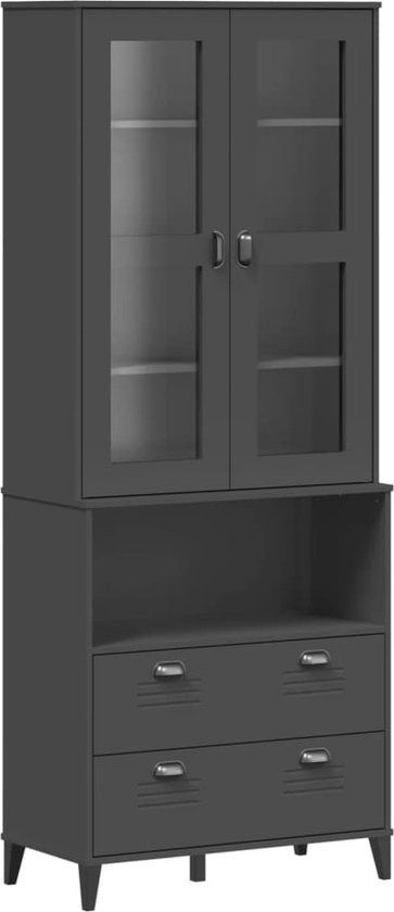 vidaXL Hoge kast VIKEN 80x40x200 cm massief grenenhout antracietgrijs
