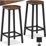 tectake® Barkruk - Set van 2 - Ronde Bistrokruk - Vintage Barstoel met Voetsteun - Zitting van MDF-hout - Industrieel design - Donkerbruin