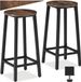 tectake® Barkruk - Set van 2 - Ronde Bistrokruk - Vintage Barstoel met Voetsteun - Zitting van MDF-hout - Industrieel design - Donkerbruin