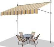 Merkloos Luifels - UV- en Waterbescherming voor Balkon, Terras en Tuin - Zonneluifel Verstelbaar 250cm Geel Blauw