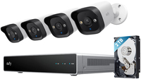 Eufy PoE NVR Security System E40, 4 stuks 4K bullet camera's, bedrade outdoor camera, 4K UHD, 122° FOV, nachtzicht in kleur, 24/7 opname, AI-detectie, rode en blauwe strobe, 8CH NVR, 2 TB HD
