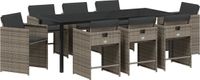 vidaXL Tuinset, 9-delig, grijs, polyrotan