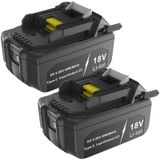 Makita 2x 18V 6Ah batteries with PD45W bidirectional USB-C (power bank/charger function) for Makita BL1850B, BL1830B, BL1840B, BL1860B, BL1815, BL1825, LXT400