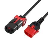 ACT Netsnoer C13 IEC Lock+ - C14 IEC Lock Dual Locking zwart 0,5 m