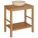 Meuble vasque avec vasque en marbre teck massif couleur crème