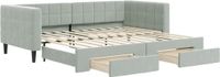 vidaXL Slaapbank met onderschuifbed en lades 90x200 cm fluweel lichtgrijs
