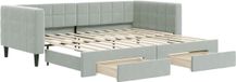 vidaXL Slaapbank met onderschuifbed en lades 90x200 cm fluweel lichtgrijs