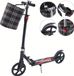 Trottinette - Trottinette urbaine - Pliable - Hauteur réglable - Double frein - Convient aux adultes et aux enfants - Sac de rangement - Max. 150 kg - Noir