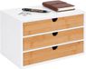 Merkloos / Sans marque Relaxdays Bureau organizer - 3 lades - bamboe - mdf - wit