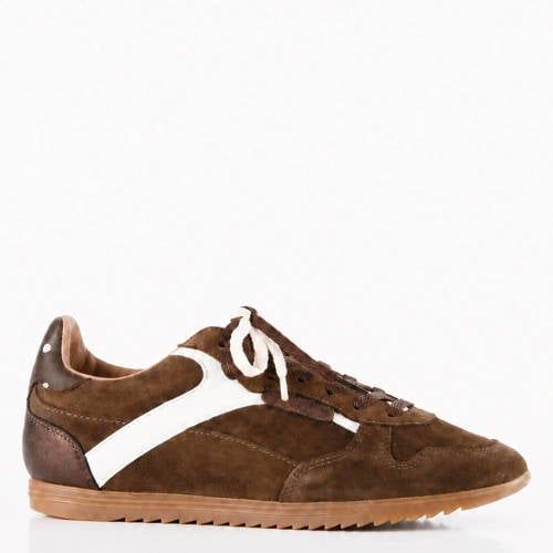 DWRS leren sneakers met polka dot - donkerbruin