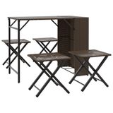 VidaXL 5-delige Tuinset Inklapbaar Poly Rattan Bruin