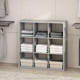 Furinno Kubieke kastorganisatoren en opslag, 9-kubus kastorganizer, open plank kastopslag, extra dik frame voor kledingkast, slaapkamer, woonkamer, lichtgrijs