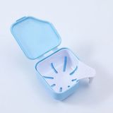 Boîte de rangement sans marque pour prothèses dentaires, bac de nettoyage pour prothèses dentaires et appareils dentaires, adapté aux prothèses dentaires, appareils orthodontiques et protège-dents, conception à double paroi, couleur bleu et blanc