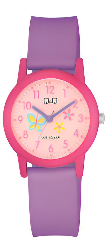 Leuke kinder horloge-Paars-Roos-Met bloemen