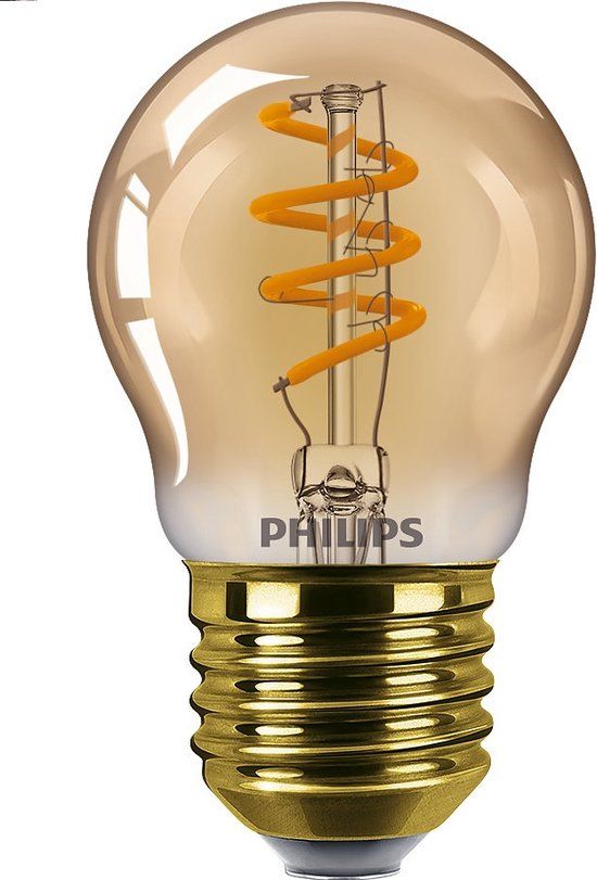 Philips LED Kogellamp Spiraal Goud - 3W - E27 - Dimbaar - Extra Warm Wit Licht