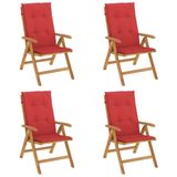 vidaXL Tuinstoel Terras Gecapitonneerde zitting Polyester Rood