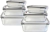 Cook Concept Vershoudbakjes met deksel - glas - set 6x stuks - 350/800/1800 ml - luchtdicht - met clips