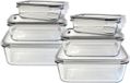 Cook Concept Vershoudbakjes met deksel - glas - set 6x stuks - 350/800/1800 ml - luchtdicht - met clips