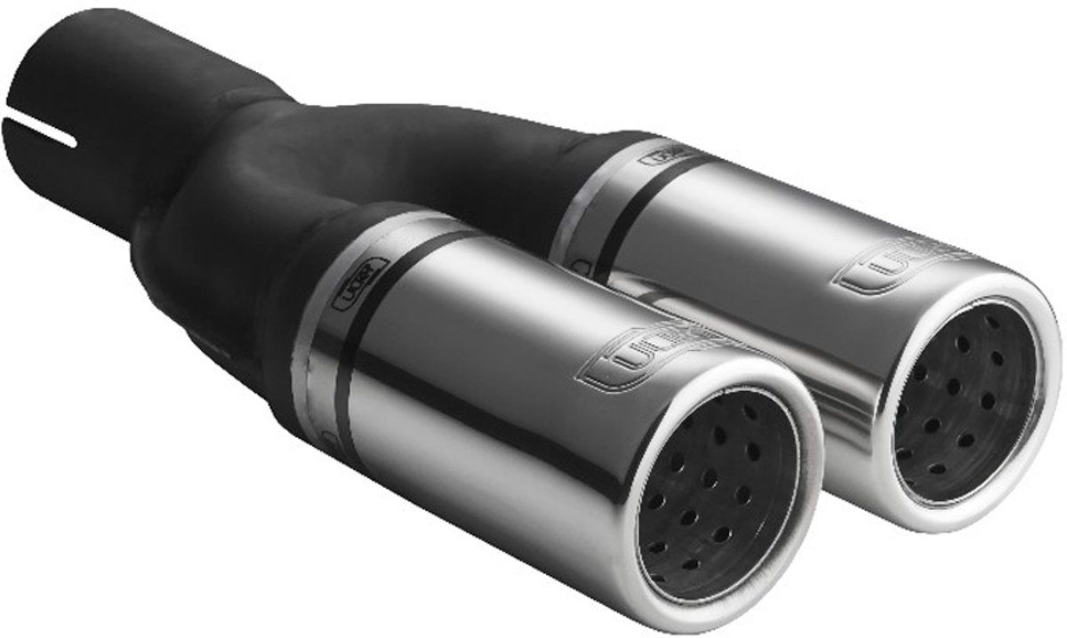 Ulter Sport Uitlaatsierstuk - Dubbel Rond Ø60mm - Lengte 170mm - Montage -<gt/>50mm - RVS