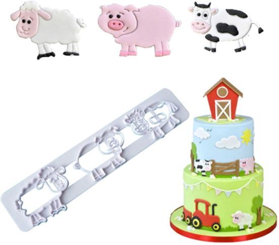 Ardran & Tookar Fondant en deeg Boerderij uitsteekvorm - Diertjes mal - Dieren Fondant snijder - Marsepein Icing cutter - Uitstekers - Uitsteekvormpjes - uitsteekvormen voor Marsepein, Fondant en deeg - Voor decoratie van taart, cupcakes en cake