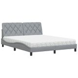 VidaXL Bed met matras stof lichtgrijs 180x200 cm