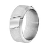 Lucardi Heren Ring streep - Ring - Vaderdag Cadeautje - Staal - Zilverkleurig
