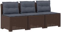 vidaXL 3-zits tuinbank met kussens in rattanlook PP Bruin