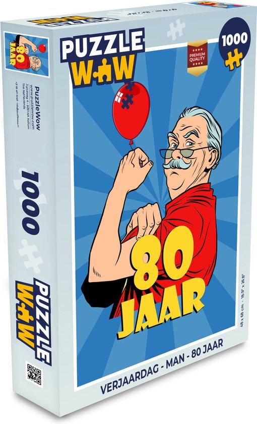 MuchoWow Puzzel Verjaardag - Man - 80 Jaar - Legpuzzel - Puzzel 1000 stukjes volwassenen