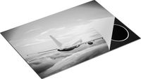 Chefcare Inductie Beschermer Vliegtuig in de Wolken bij Zonsondergang - Zwart Wit - 75x50 cm