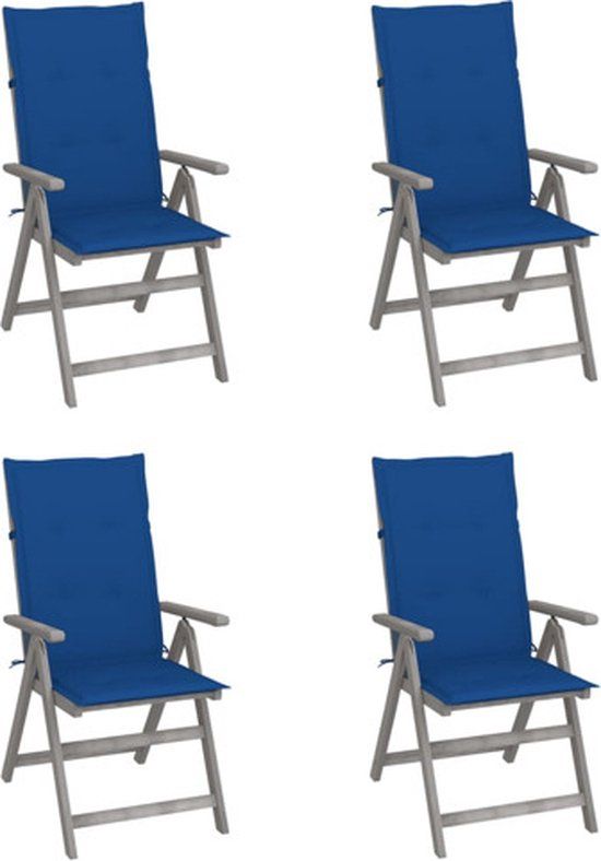 vidaXL Tuinstoelen 4 st verstelbaar met kussens massief acaciahout