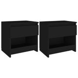 VidaXL Nachtkastjes 2 st 40x30x39 cm bewerkt hout zwart
