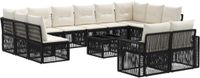 vidaXL Tuinbank - Set - 13-delig - Zwart en Crèmewit - Polyrattan
