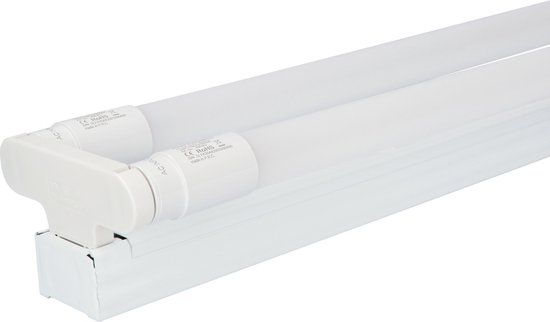 HOFTRONIC LED TL armatuur 150cm dubbel - T8 (G13) - 48 Watt 5280 lumen (110lm/W) - 6000K Daglicht wit (860) - Flikkervrij - IP20 Stofdicht