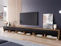 ACAPULCO Meuble TV-Hifi 3 portes battantes 300 cm chêne wotan/noir brillant avec LED