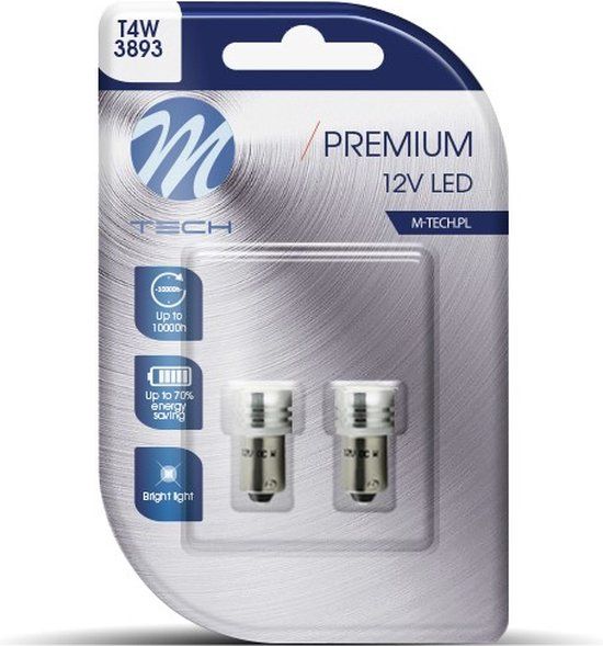 M-Tech LED BA9s T4W 12V Wit Set