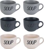 Cosy & Trendy Soepbekers/soepkommen - set van 6 - 11 x 8 cm - 510 ml - Keramiek - Mix Kleuren