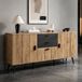 REDOM - Dressoir - Noir et Naturel - MDF - 140 x 35 x 67 cm