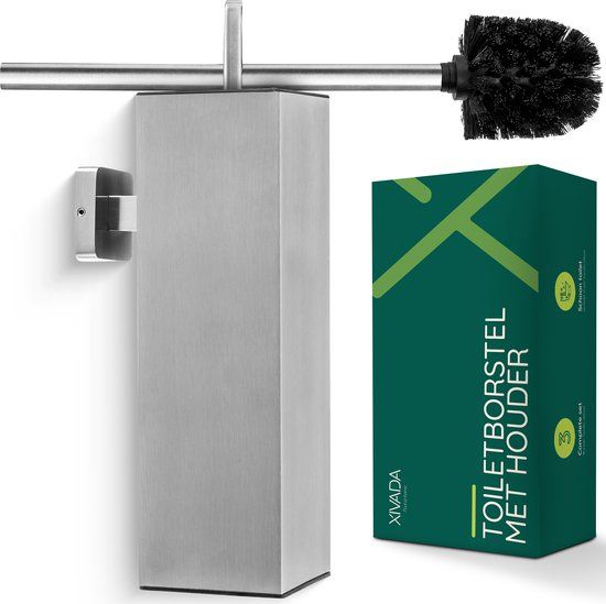 XIVADA Toiletborstel met houder Hangend - Vierkant - RVS - Zilver