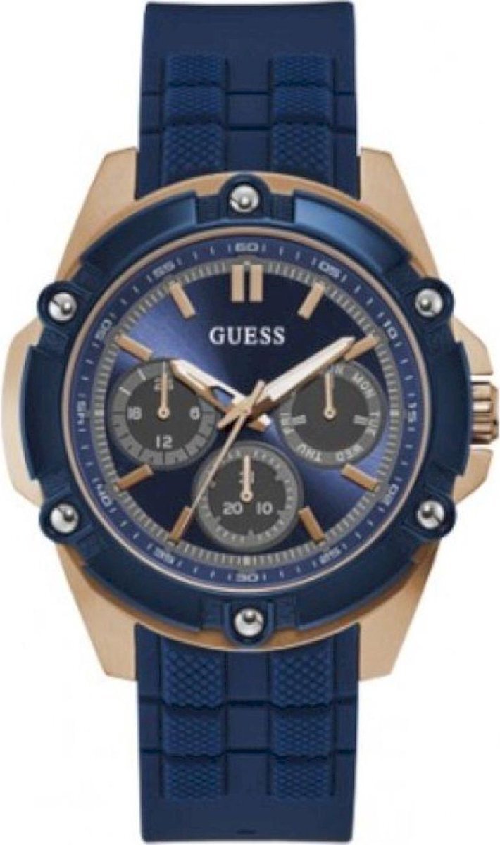 Guess analoog kwartshorloge voor heren, met siliconen armband W1302G4