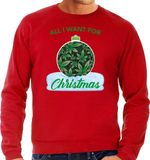Bellatio Decorations Wiet Kerstbal sweater / Kerst trui All i want for Christmas rood voor heren - Kerstkleding / Christmas outfit S